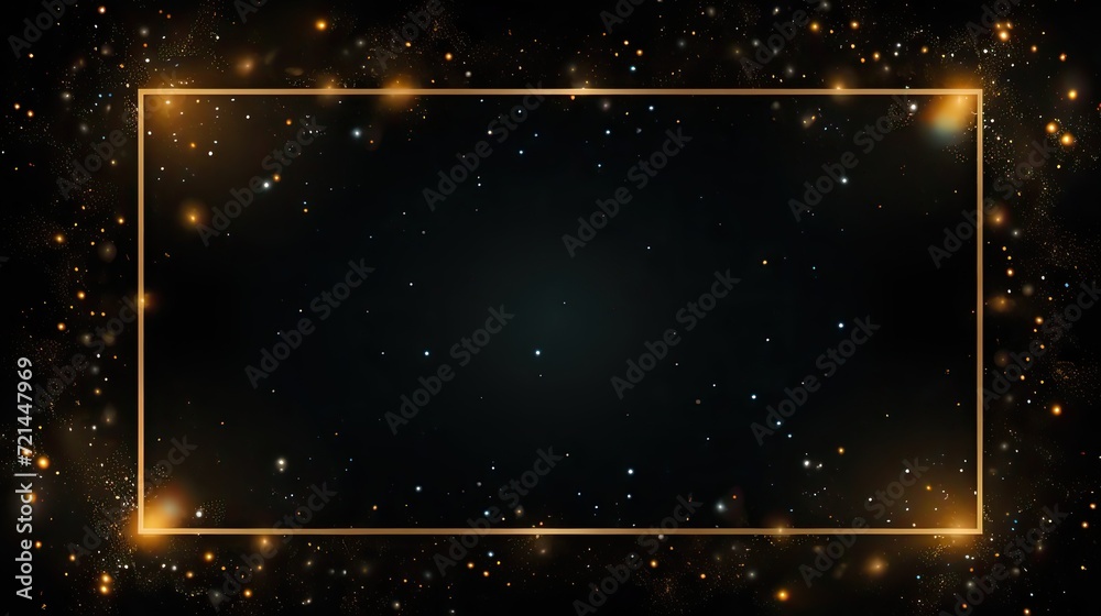 Obraz premium A black background adorned with a dazzling, empty gold rectangle frame.