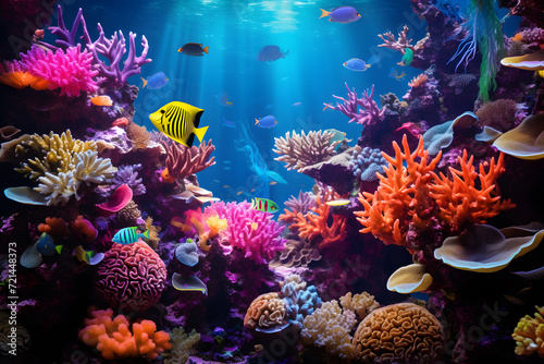 Vibrant underwater coral reef background © sugastocks