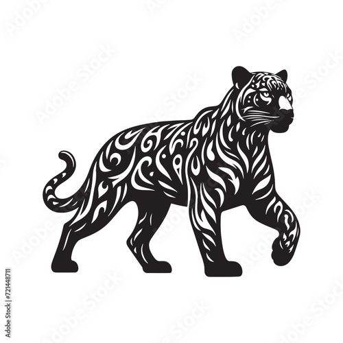 Silhouetted Sovereignty: Jaguar Silhouettes Symbolizing the Sovereignty and Dominance of this Apex Predator - Jaguar Illustration - Jaguar Vector  © Vista