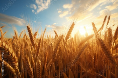 Field of wheat on the background of the sun