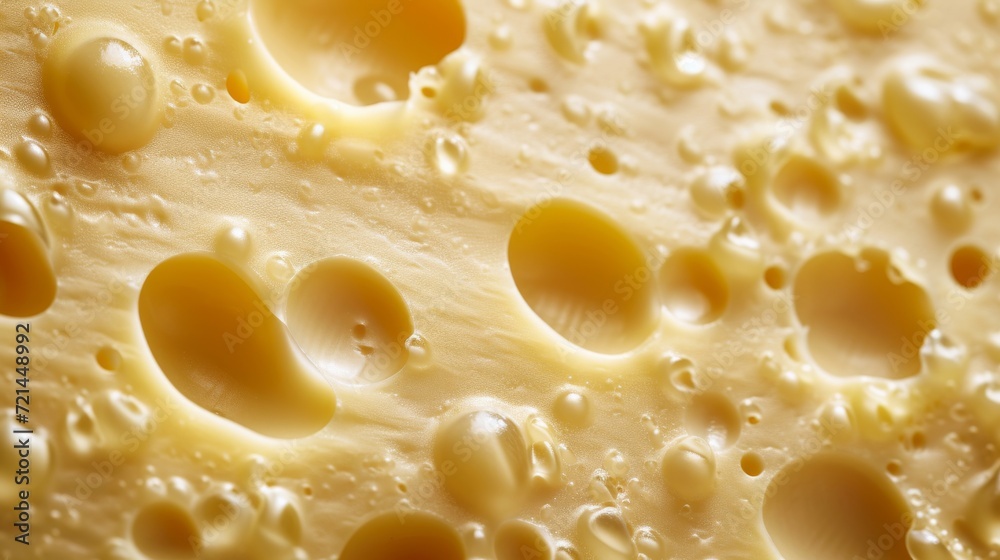 Macro Shot of Swiss Cheese Surface Highlighting Textural Holes Macro Shot of Swiss Cheese Surface Highlighting Textural Holes