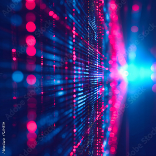 Abstract Digital Network: Futuristic Technology Background with Blue Cyber Connectivity and Glowing Binary Code Illustration