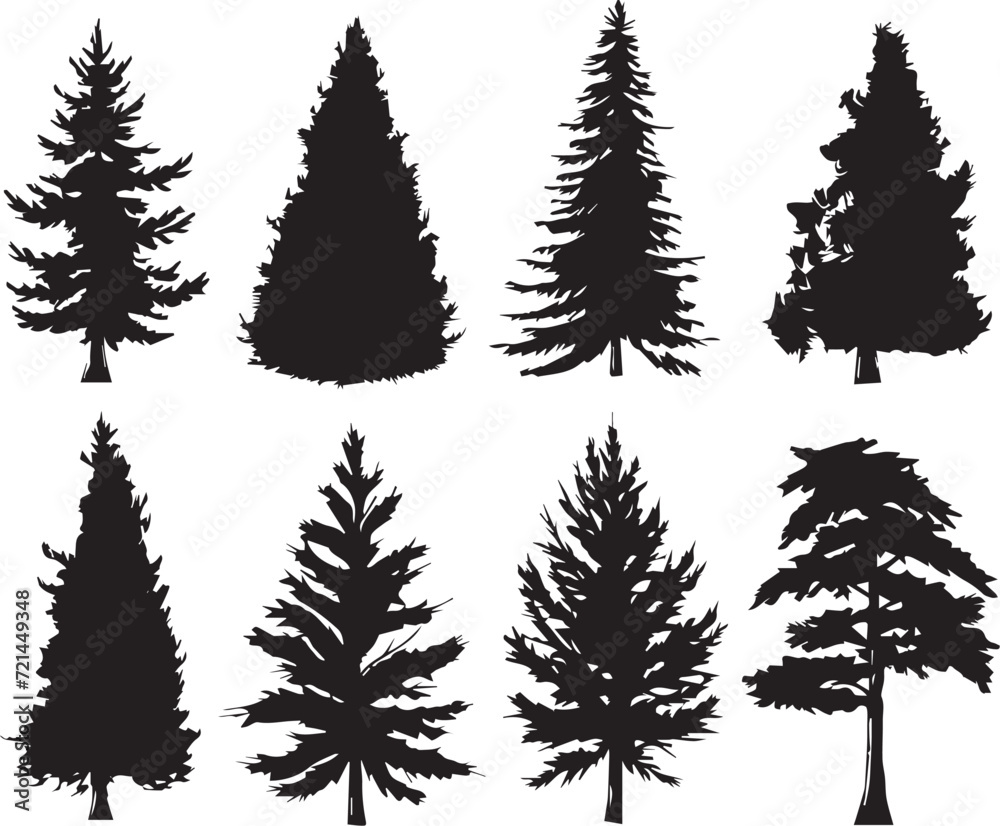 Set Trees. Hand drawn vector illustration Set Trees. Hand drawn vector illustration