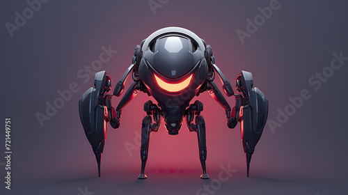 a dangerous red themed futuristic robot in a cartoon style