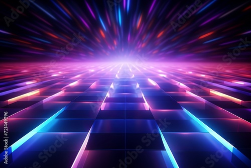 Modern futuristic neon light abstract background and Panoramic high speed technology concept