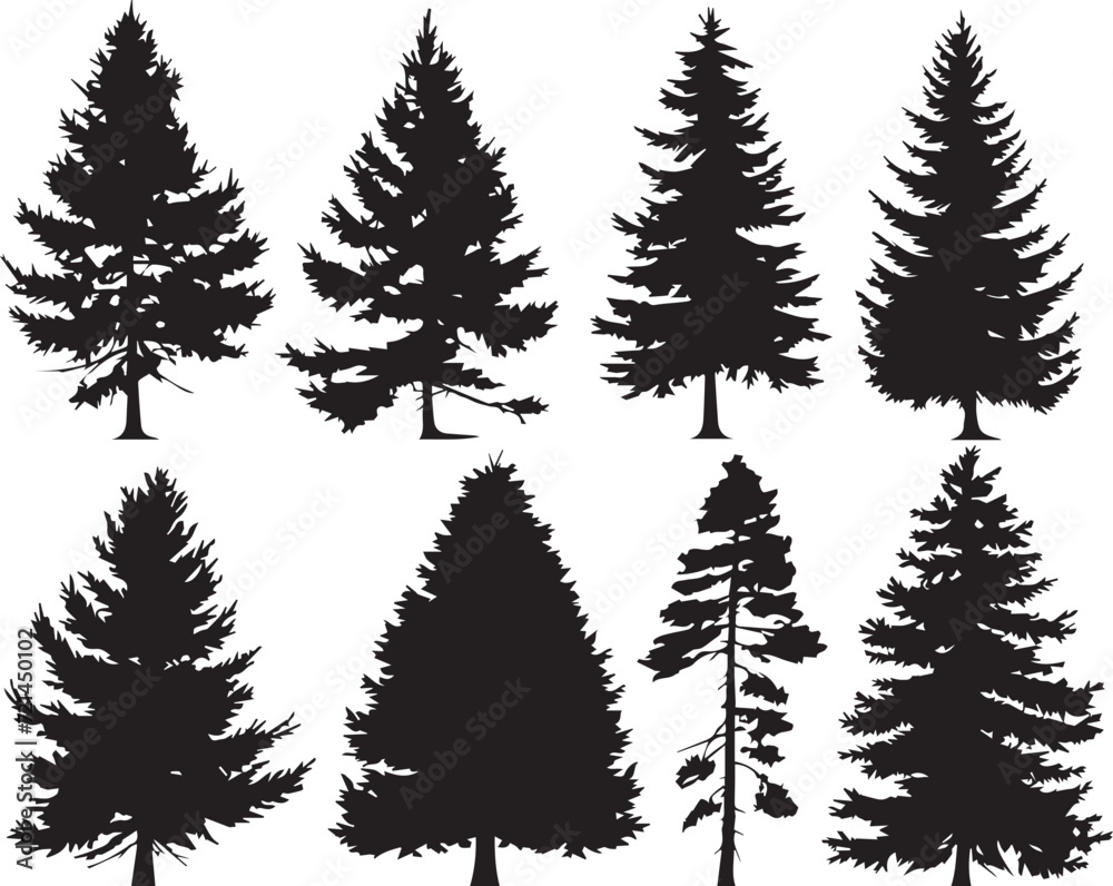 Set Trees. Hand drawn vector illustration Set Trees. Hand drawn vector illustration