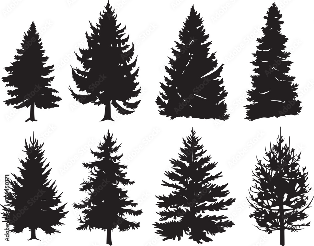 Set Trees. Hand drawn vector illustration Set Trees. Hand drawn vector illustration