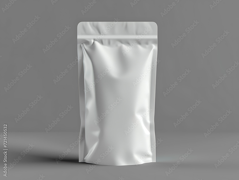 Front view of a blank 3d food packaging mockup. Suitable for food product promotion design, and sales promotion of packaging products. Grey room background. Created with Generative AI. Front view of a blank 3d food packaging mockup. Suitable for food product promotion design, and sales promotion of packaging products. Grey room background. Created with Generative AI.