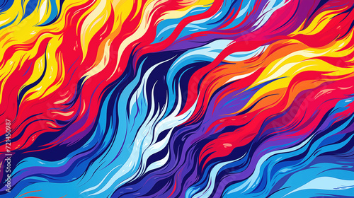 fire inspired blue and orange wallpaper, draw style