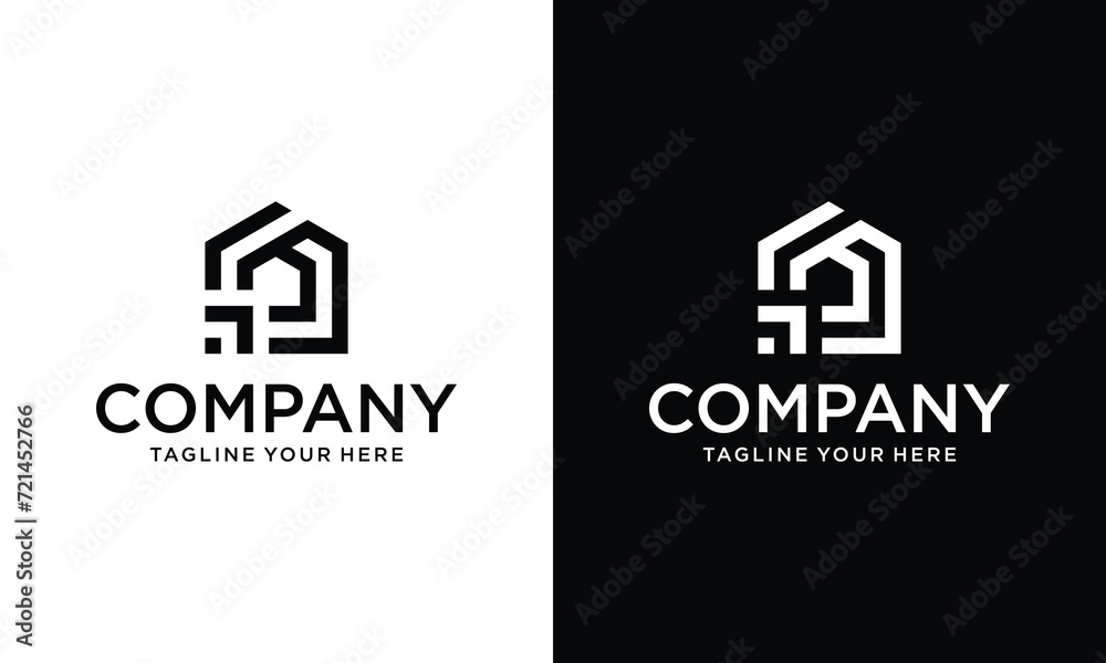 Obraz premium Minimal Home arrow logo design vector template