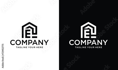 E Letter initial Real Estate, architecture, construction Logo. Elegant template vector modern creative unique icon.