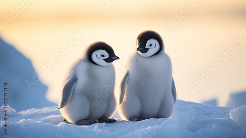 Emperor penguin chicks are found on the ice of antarctica. © Elchin Abilov
