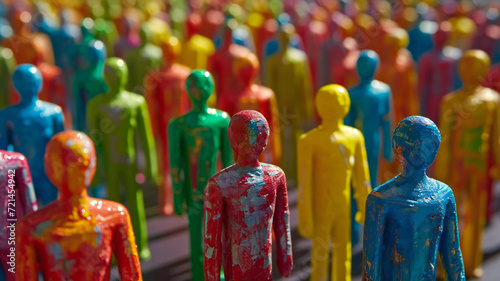 A bright display with colorful wooden tin soldiers