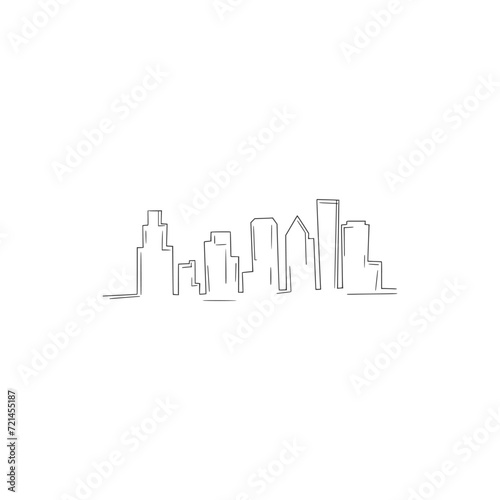Building Doodle Skyline Hand Draw isolated on white background