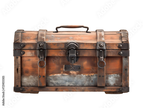 Weathered Wooden Carpenter's Toolbox, isolated on a transparent or white background