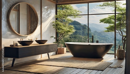 Modern Minimalist Style Bathroom - Japanese or Eastern Inspired Interior Design - Bathroom with Zen-styled Atmosphere © Eggy
