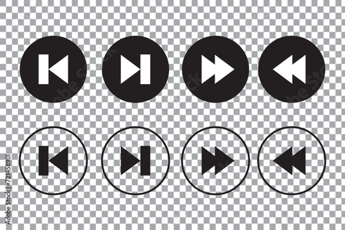 Multimedia icons. Play, next, skip buttons set. Media Player Icons set. Video Audio Player button set symbol vector illustration.