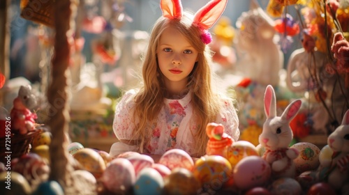 Adorable kid with easter eggs