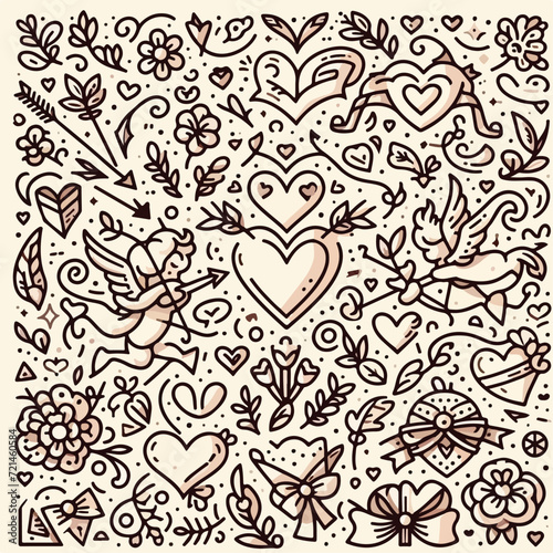 Get into the Valentine's Day spirit with this charming black and white doodle pattern. Perfect for adding a touch of love to any project! #ValentinesDay #LovePattern photo