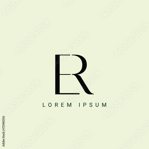 ER Letter Logo Design Vector Template. Alphabet Initial Letter ER Logo Design With Glossy Reflection Business Illustration