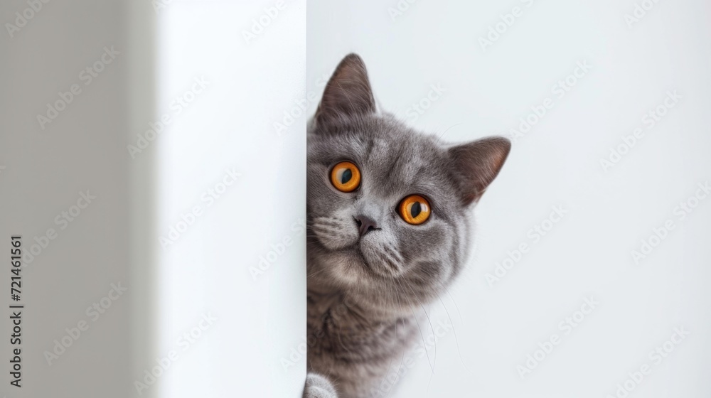 British Shorthair cat peeking 4