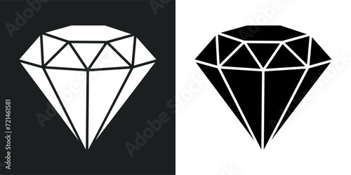 Brilliant icon set. Simple expensive diamond. Isolated graphic illustration featuring gem symbols. Precious crystal in vector design style