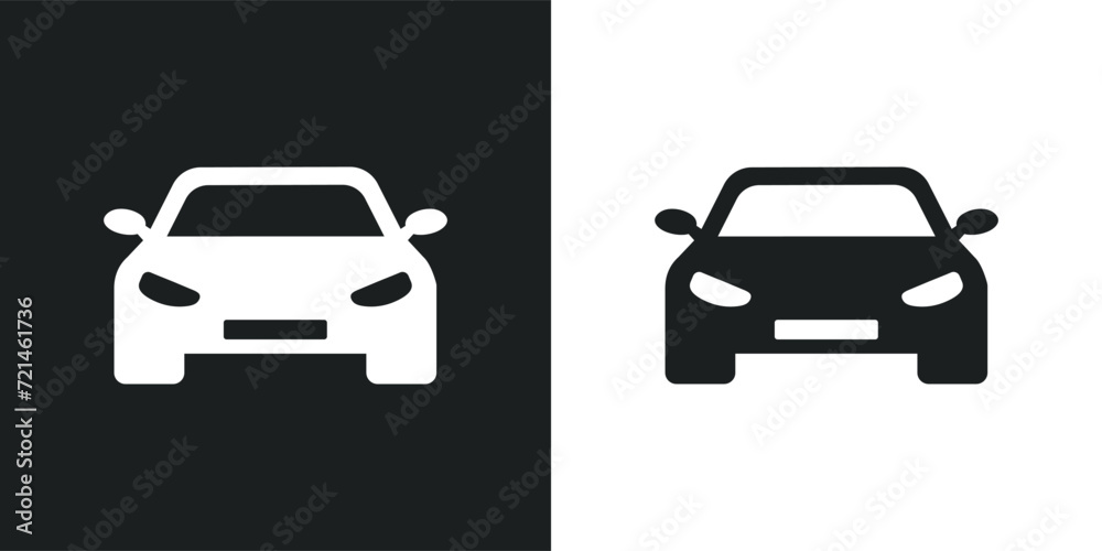 Isolated simple car icon collection. Symbol vehicle front view. Black auto front view. Modern transport icon in vector design style