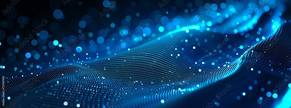 Abstract 3D blue wave background. Connection dots structure. Polygonal abstract background. Plexus concept art.