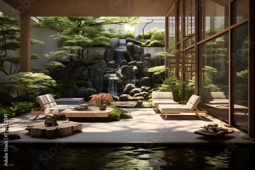 Zen inspired bedroom with Tranquil Indoor Gardens © sugastocks
