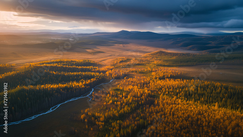 Aerial View of the Siberian Landscape