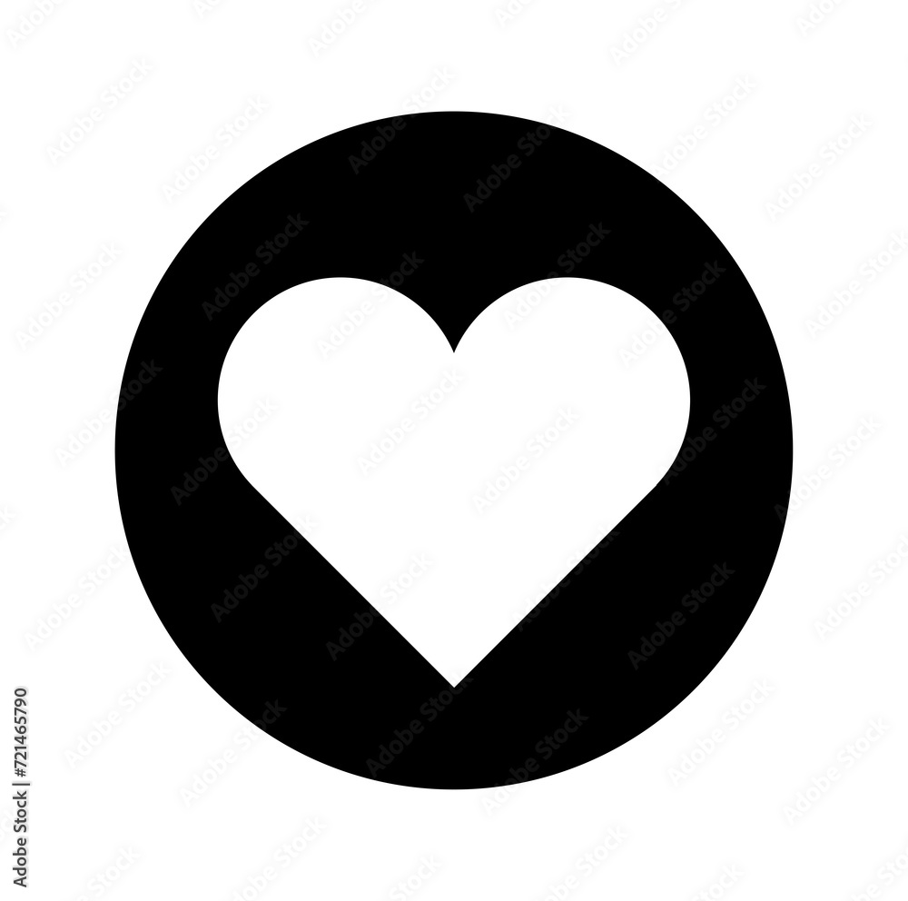 A white heart on black round icon A white heart on black round icon
