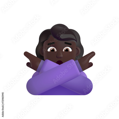 Woman Gesturing No: Dark Skin Tone