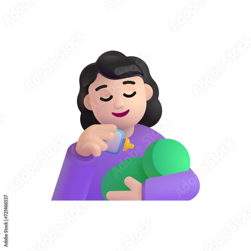 Woman Feeding Baby: Light Skin Tone