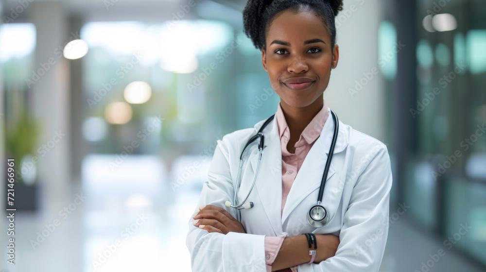 professional female doctor standing with arms crossed professional female doctor standing with arms crossed