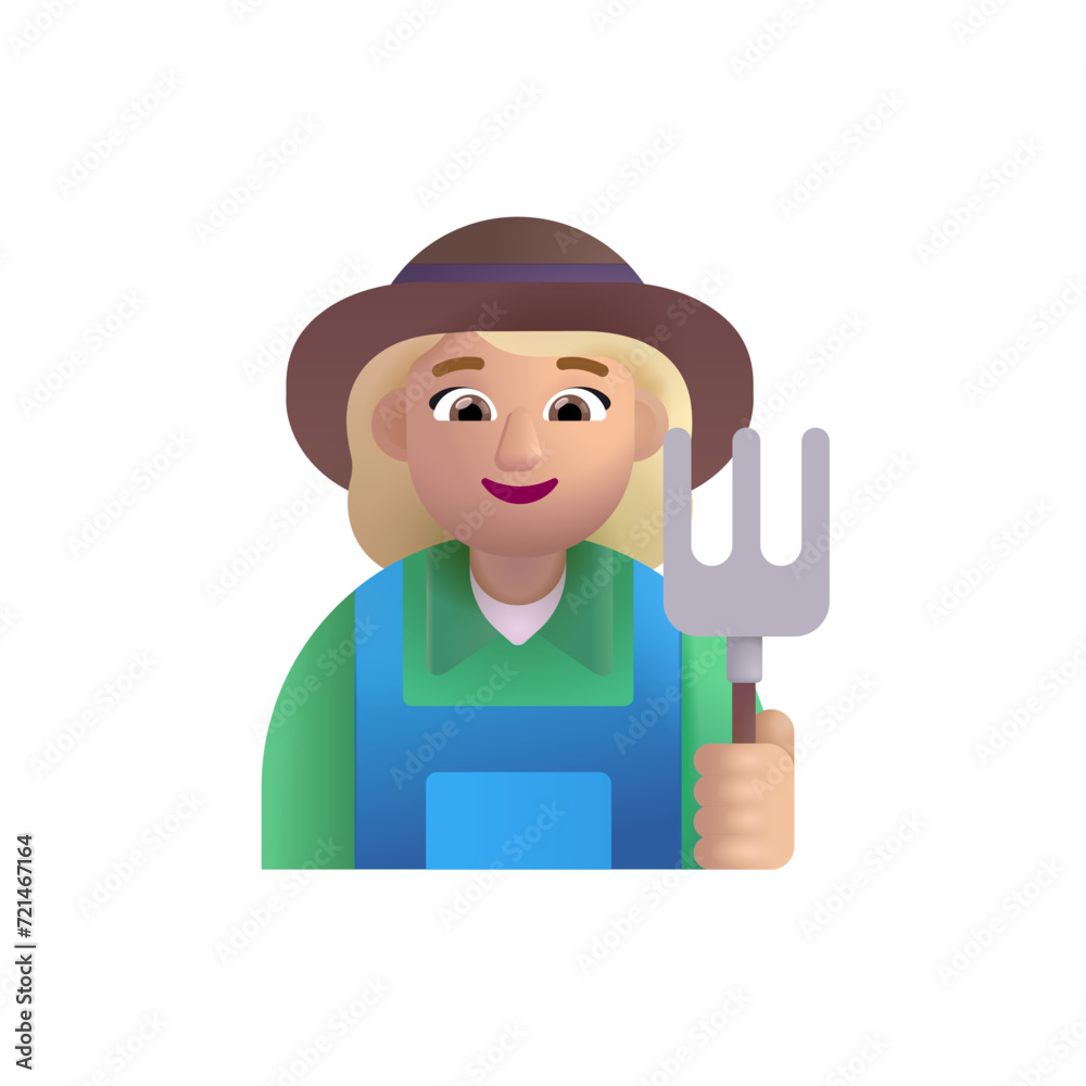 Woman Farmer: Medium-Light Skin Tone Woman Farmer: Medium-Light Skin Tone