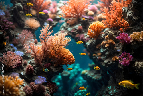 Underwater Life: Corals, Plants, and Colorful Fish in the Magic of the Ocean