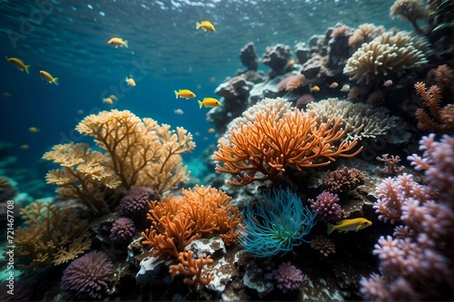 Underwater Life: Corals, Plants, and Colorful Fish in the Magic of the Ocean