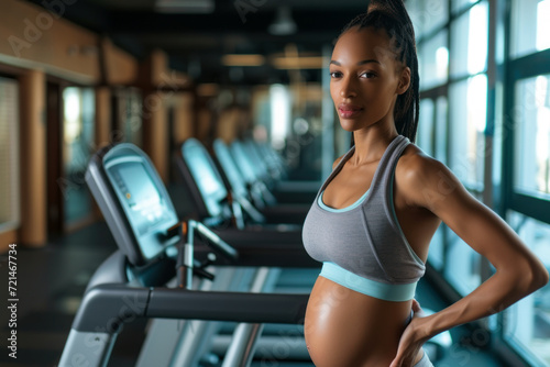 Fit Pregnant Woman at Gym.