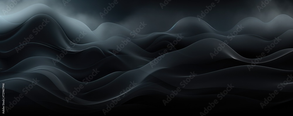 Obraz premium Black abstract background with smoke waves. Generative AI.