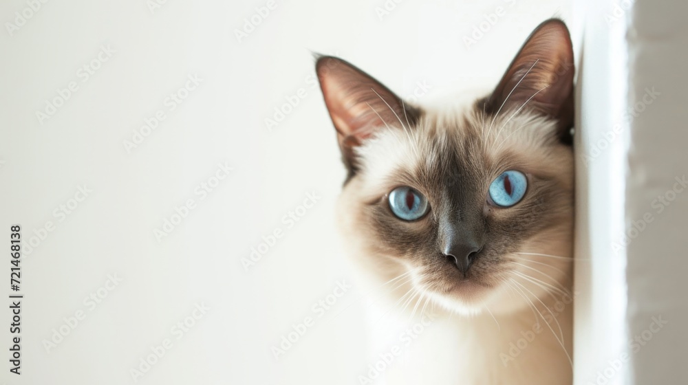 Siamese cat peeking around corner 2 Siamese cat peeking around corner 2