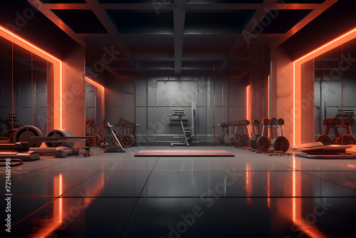 minimalist gym setup and mirrored walls