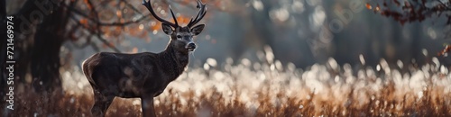 Deer in the wild nature, wide panoramic banner or web site header with copy space. © Sunny_nsk