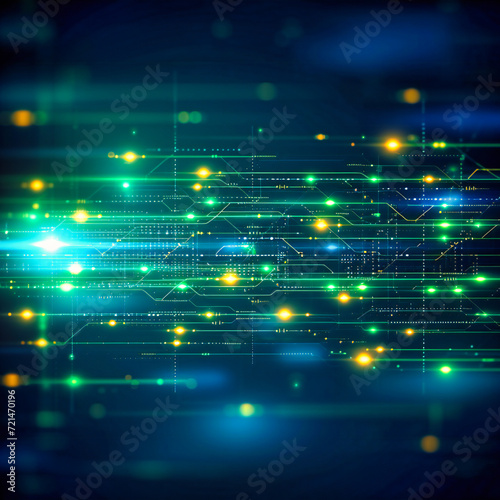 Wallpaper Mural Cyber Communication in Digital Technology: Blue Light and Network Concept in an Abstract Background Torontodigital.ca