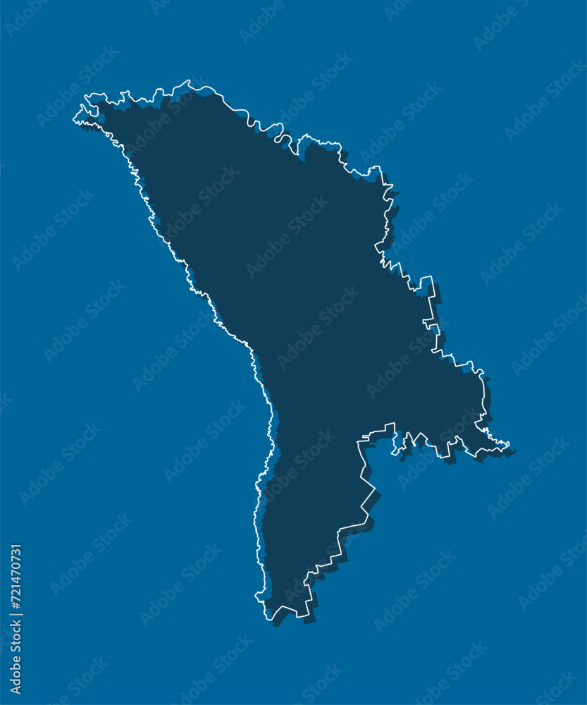 Vector outline map Moldova, line border country Vector outline map Moldova, line border country