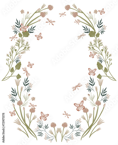 Flowers and Butterflies floral frame png wedding designn
