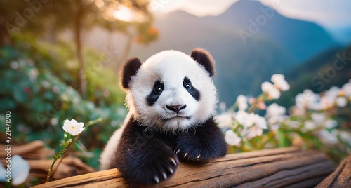 Ai generated Cute baby panda ,panda photo