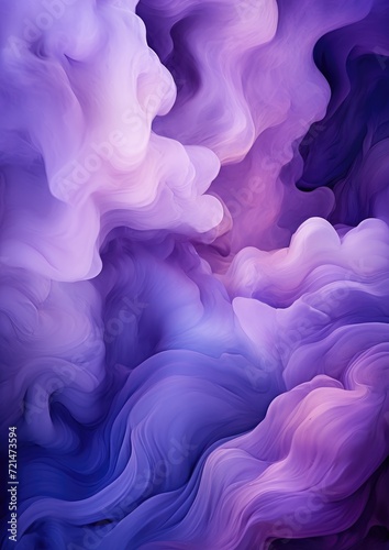 Purple abstract background with smoke waves. Generative AI.