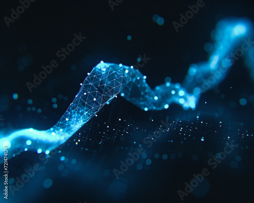Futuristic Digital Particle Wave in Blue, Representing Abstract Science and Technology Flow