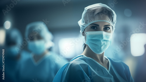 Female surgeon is working in the operating room