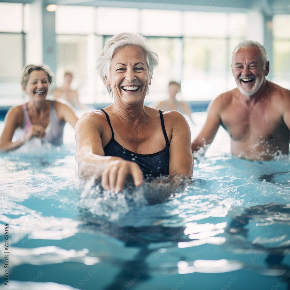 Healthy Splash: Middle-Aged People Keeping Fit with Water Exercise in the Pool